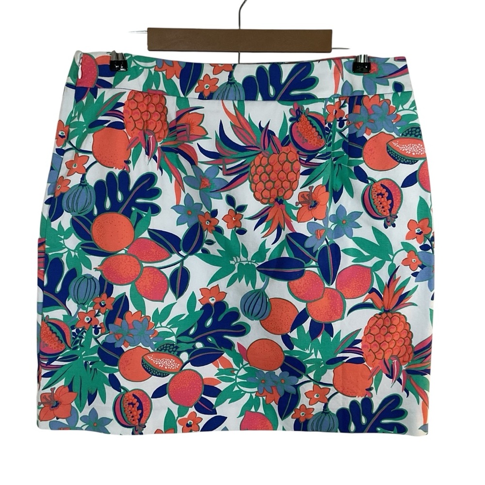 Talbots Women’s Multicolored Flowers/Fruit Design Side Zip Lined Skirt. Size 12 - Picture 2 of 4